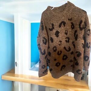 Leopard Print Brown Sweater